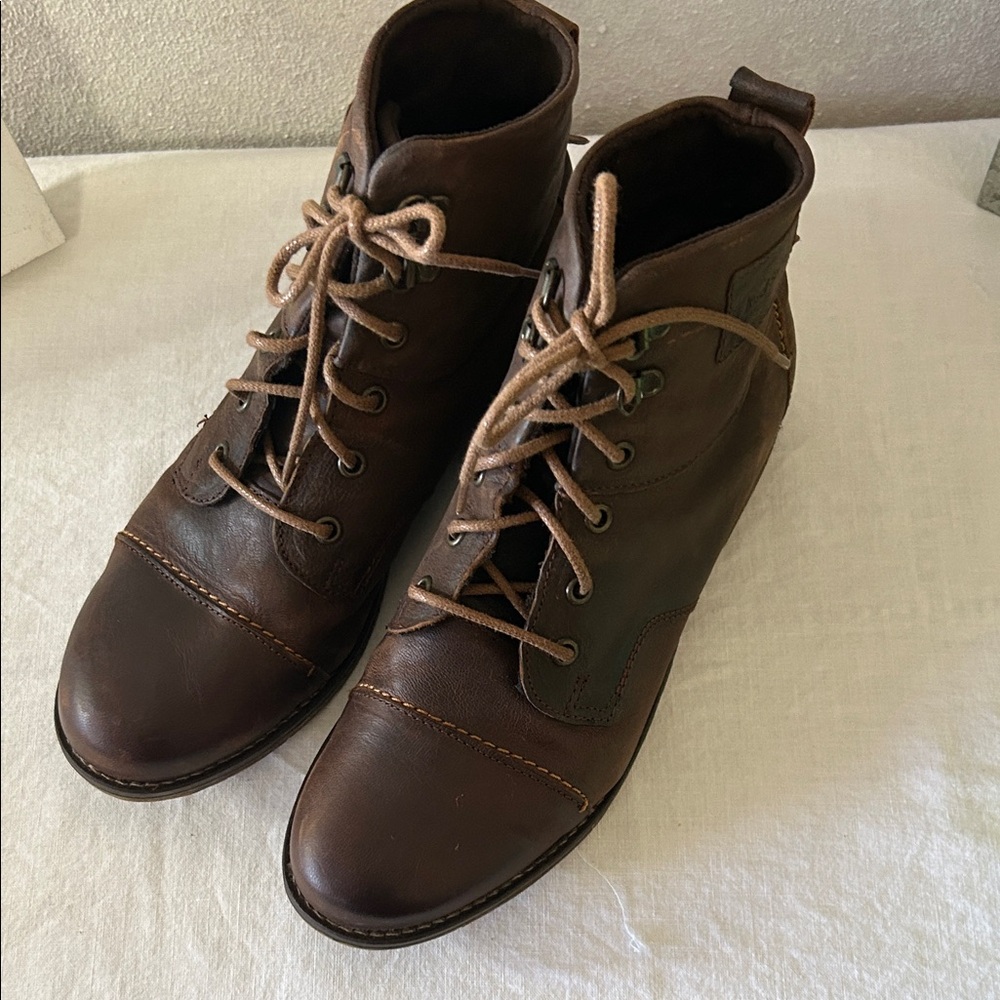 Josef Seibel Brown Leather Lace-Up Ankle Boots